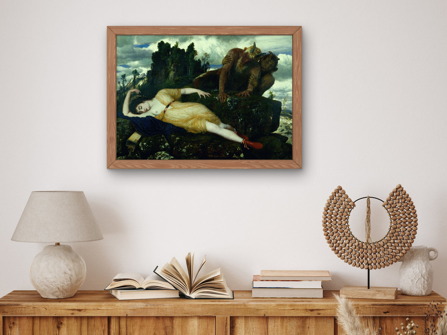 Sleeping Diana Watched by Two Fauns by Arnold Böcklin 1877, Wall Art Print, Fine Art Reproduction, Museum Quality Decor, Poster