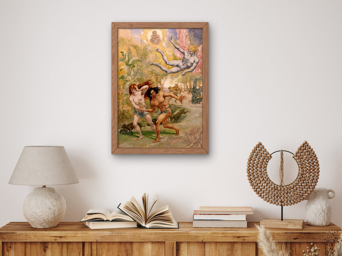 Eve and Adam Expelled from Paradise by Jean Baptiste Cariven, Wall Art Print, Fine Art Reproduction, Museum Quality Decor, Poster