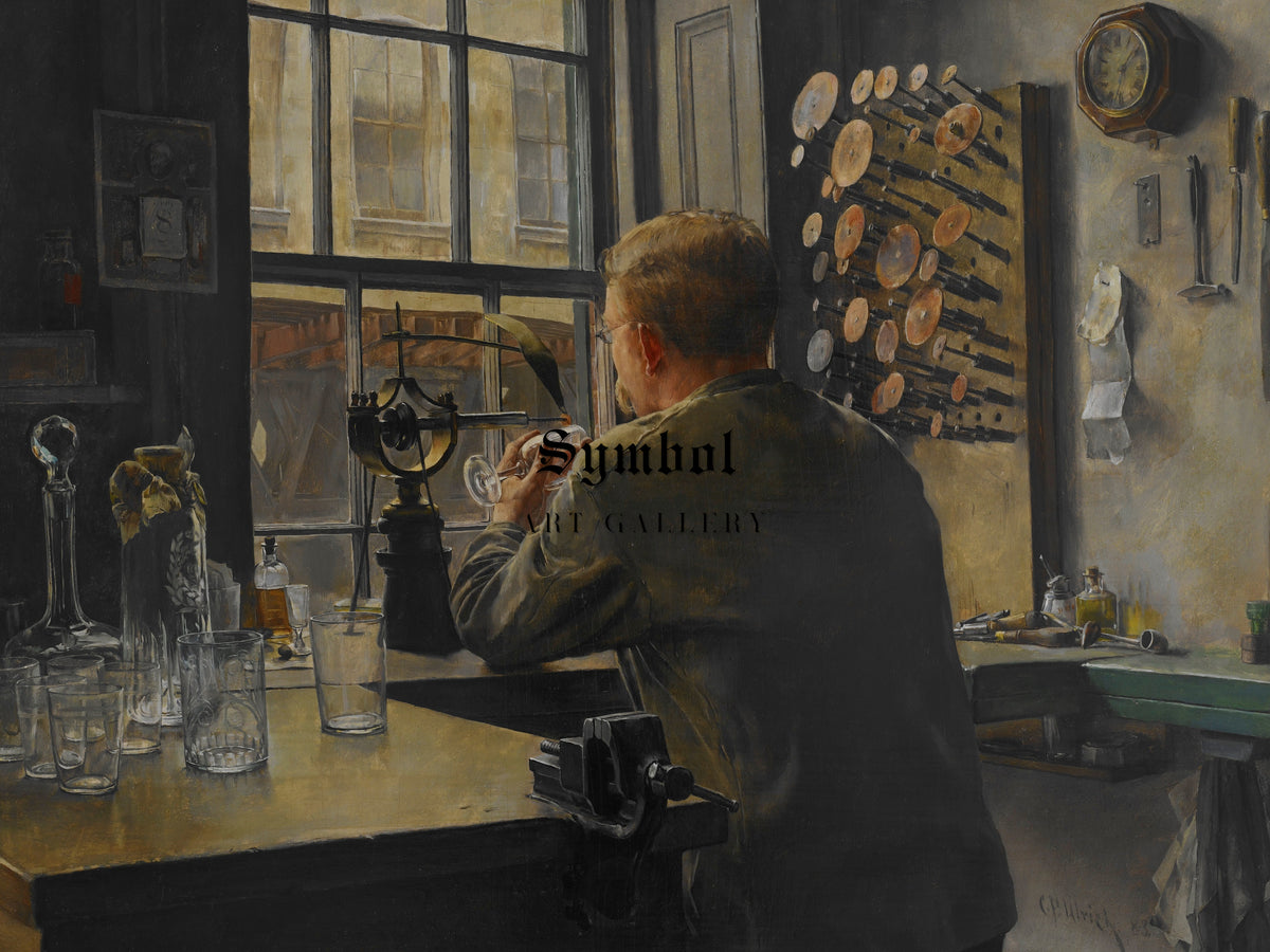 The Glass Engraver by Charles Frederick Ulrich 1883, Wall Art Print, Fine Art Reproduction, Museum Quality Decor, Poster