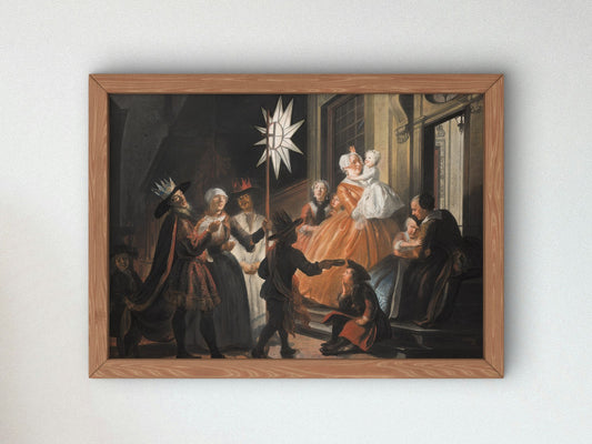 Singing Round the Star on Twelfth Night by Cornelis Troost 1740, Wall Art Print, Fine Art Reproduction, Museum Quality Decor, Poster