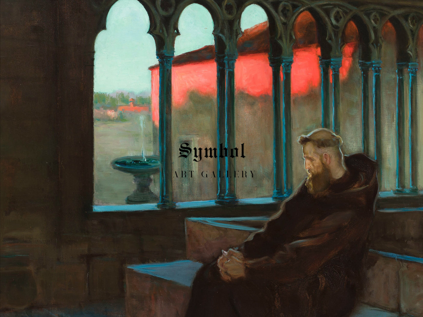 In Monastic Silence by Kazimierz Stabrowski 1927, Wall Art Print, Fine Art Reproduction, Museum Quality Decor, Poster