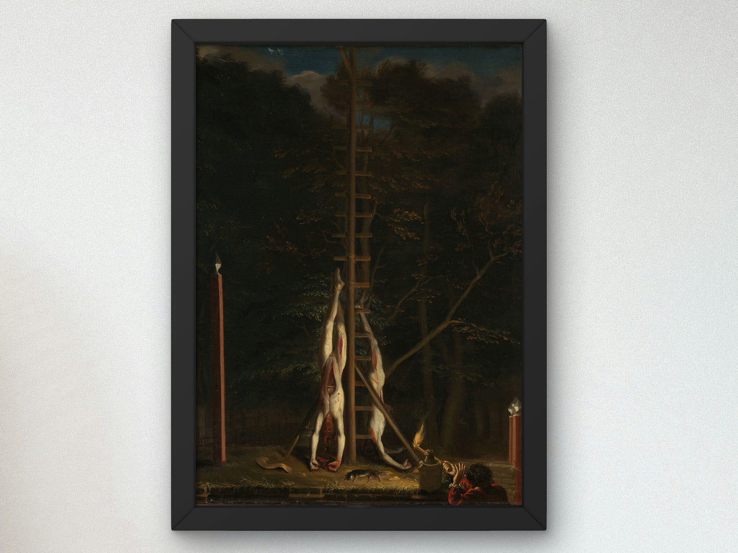 The Corpses of the De Witt Brothers by Jan de Baen 1673, Wall Art Print, Fine Art Reproduction, Museum Quality Decor, Poster