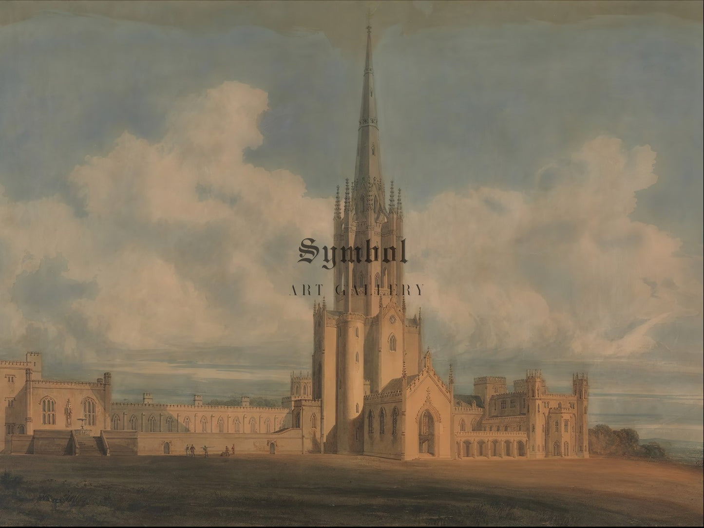 Projected Design for Fonthill Abbey Wiltshire by James Wyatt 1798, Wall Art Print, Fine Art Reproduction, Museum Quality Decor, Poster