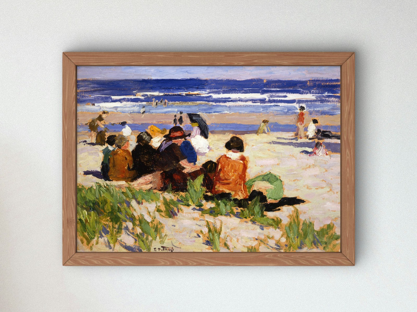 On the Beach Ogunquit Maine by Edward Henry Potthast 1924, Wall Art Print, Fine Art Reproduction, Museum Quality Decor, Poster