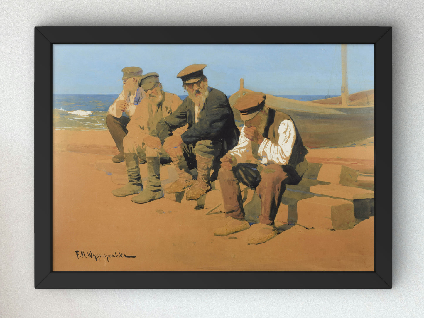 Fishermen by Feliks Michał Wygrzywalski, Wall Art Print, Fine Art Reproduction, Museum Quality Decor, Poster