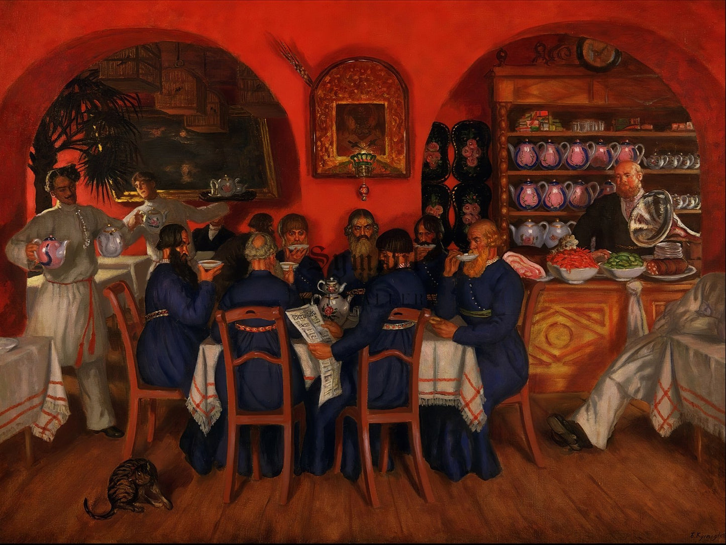 Moscow Traktir by Boris Kustodiev 1916, Wall Art Print, Fine Art Reproduction, Museum Quality Decor, Poster