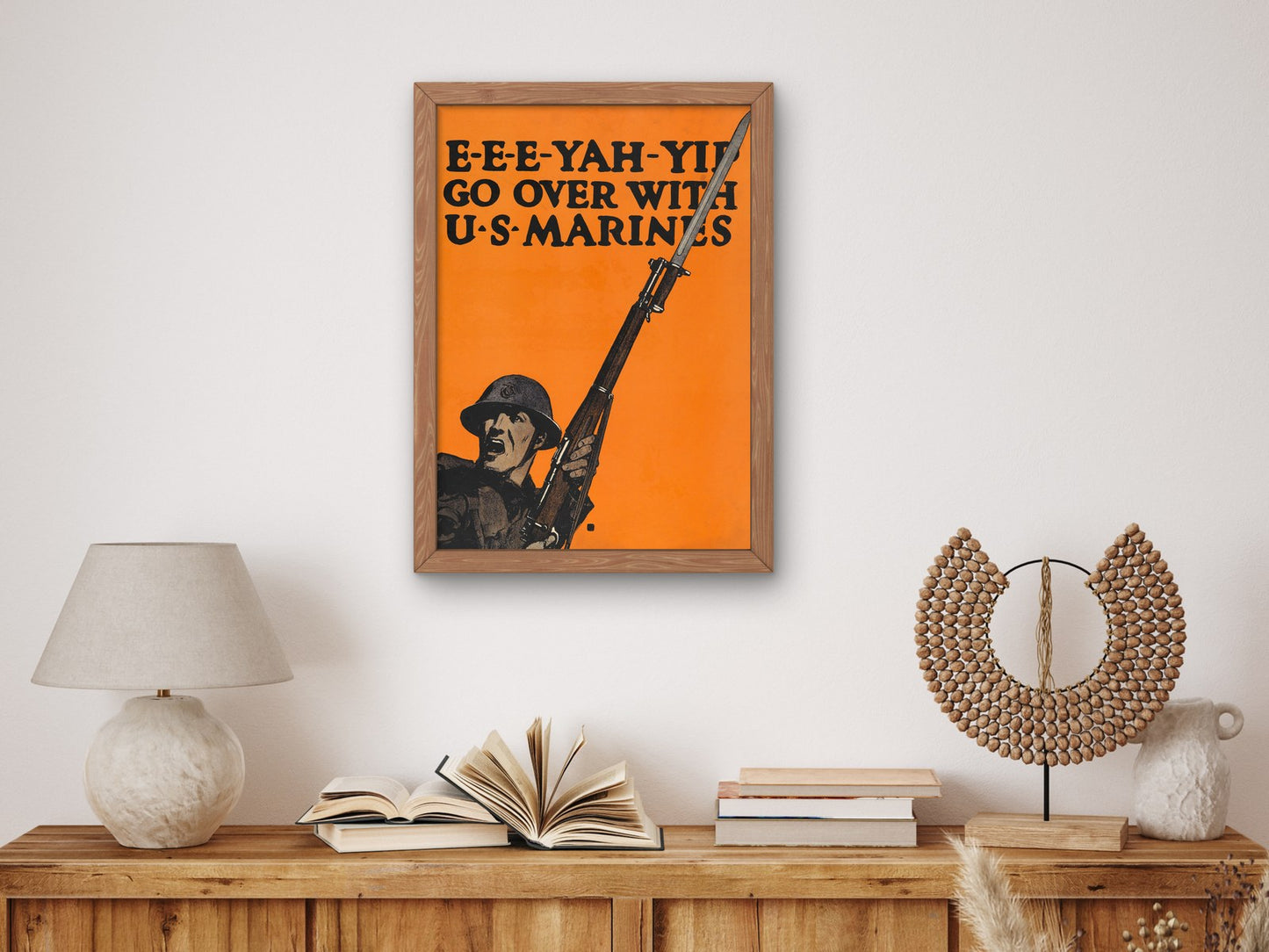 Eee Yah Yip Go Over with U.S. Marines by Charles Buckles Falls 1917, Wall Art Print, Fine Art Reproduction, Museum Quality Decor, Poster