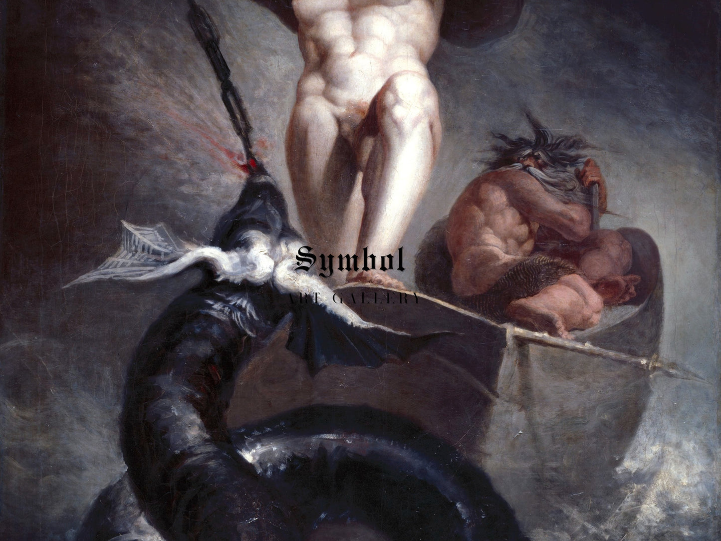 Thor Battering the Midgard Serpent by Johann Heinrich Füssli 1790, Wall Art Print, Fine Art Reproduction, Museum Quality Decor, Poster