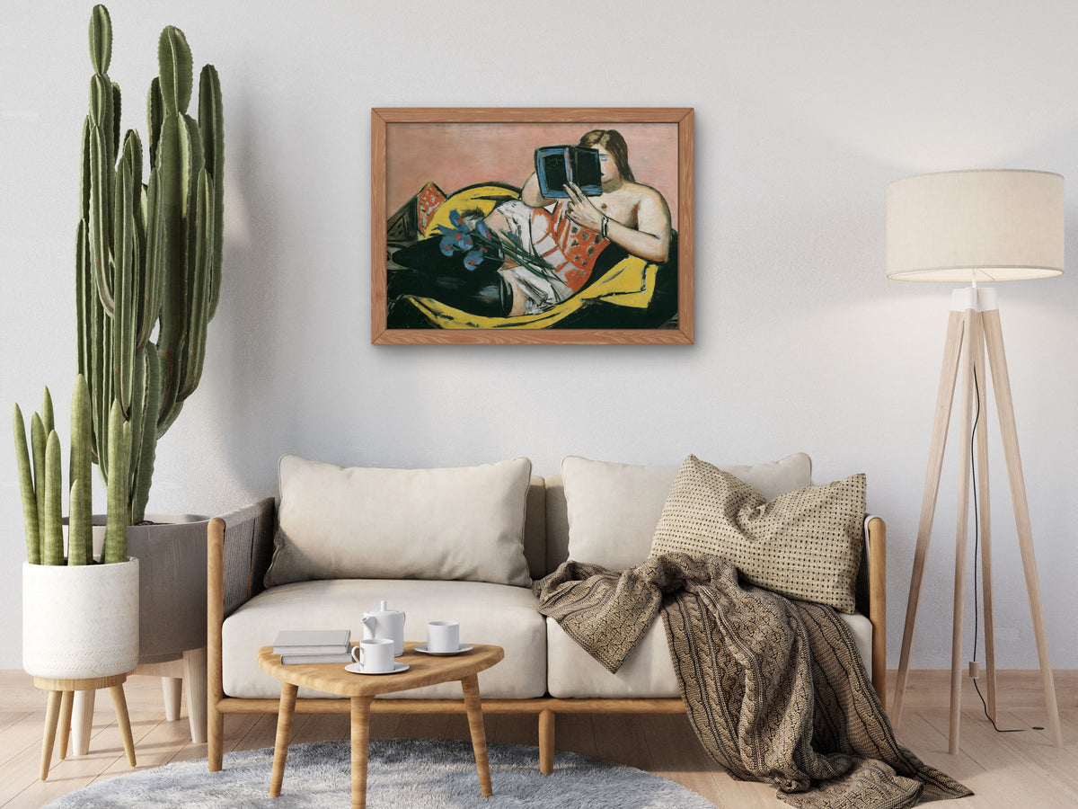 Reclining Woman with Book and Irises by Max Beckmann 1931, Wall Art Print, Fine Art Reproduction, Museum Quality Decor, Poster