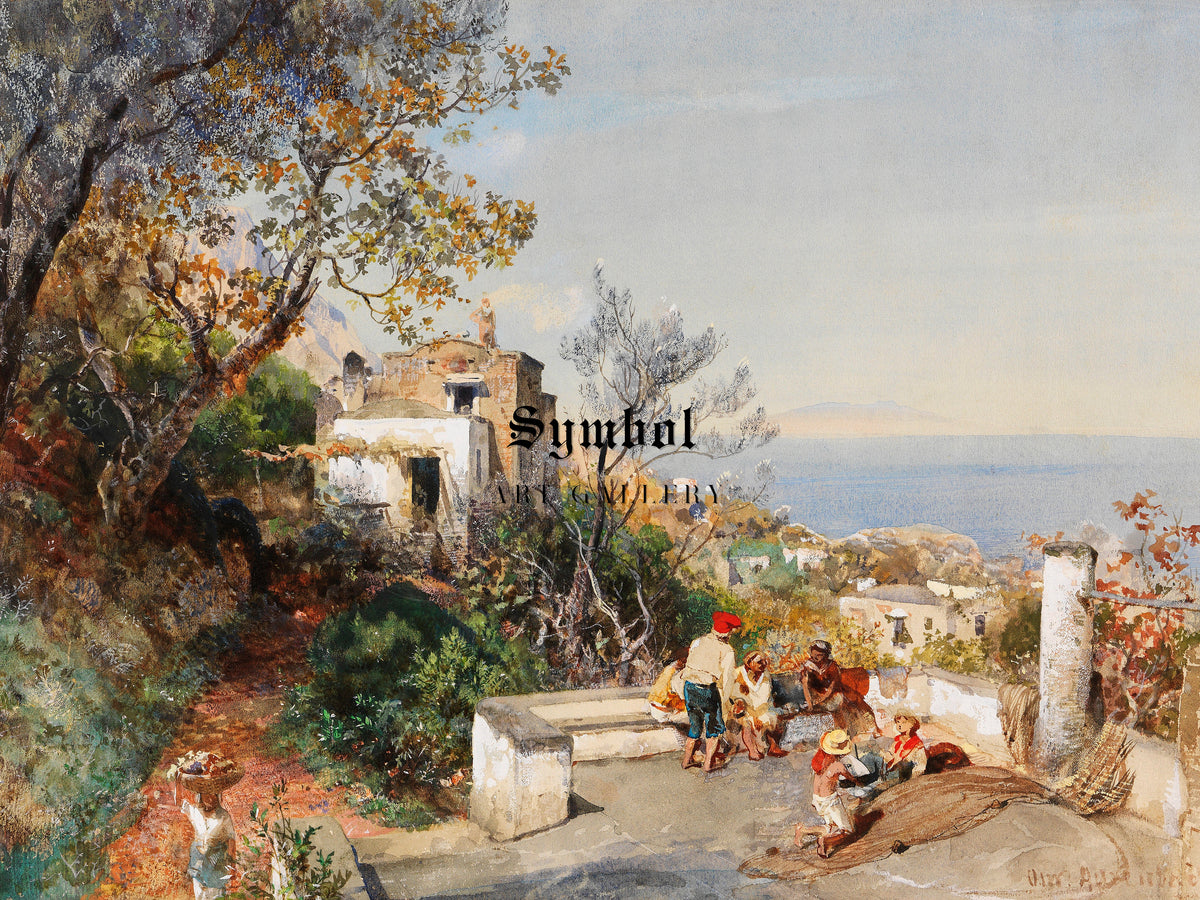 View over the Bay of Naples by Oswald Achenbach 1880, Wall Art Print, Fine Art Reproduction, Museum Quality Decor, Poster