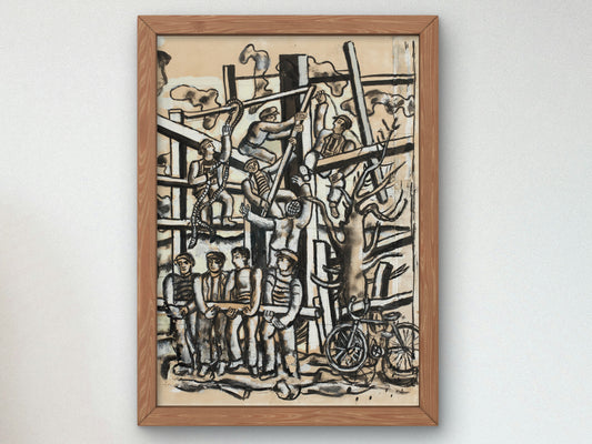 The Constructors with Bicycle by Fernand Léger 1950, Wall Art Print, Fine Art Reproduction, Museum Quality Decor, Poster