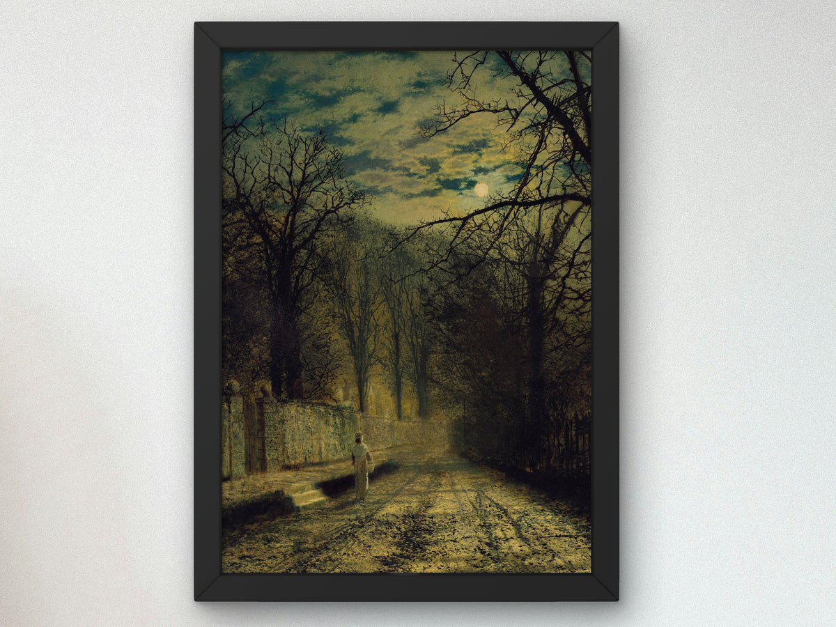 A Moonlit Street by John Atkinson Grimshaw 1880, Wall Art Print, Fine Art Reproduction, Museum Quality Decor, Poster