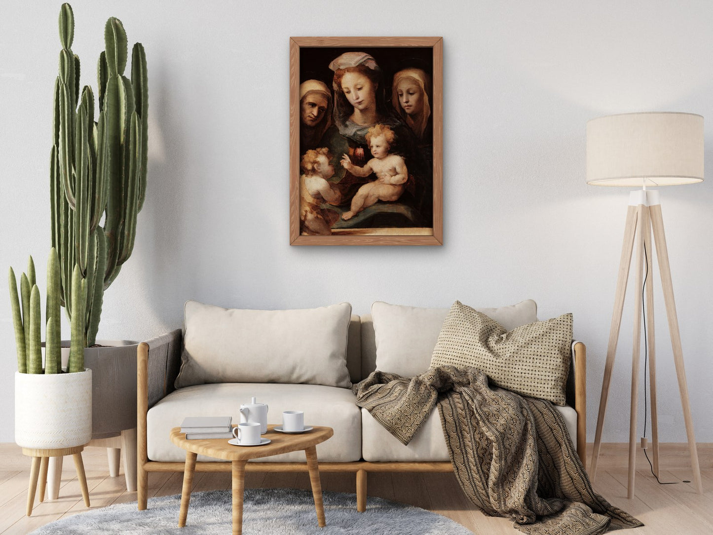 Madonna with Child and Saints John the Baptist Elizabeth and Catherine of Siena by Domenico Beccafumi 1550, Wall Art Print