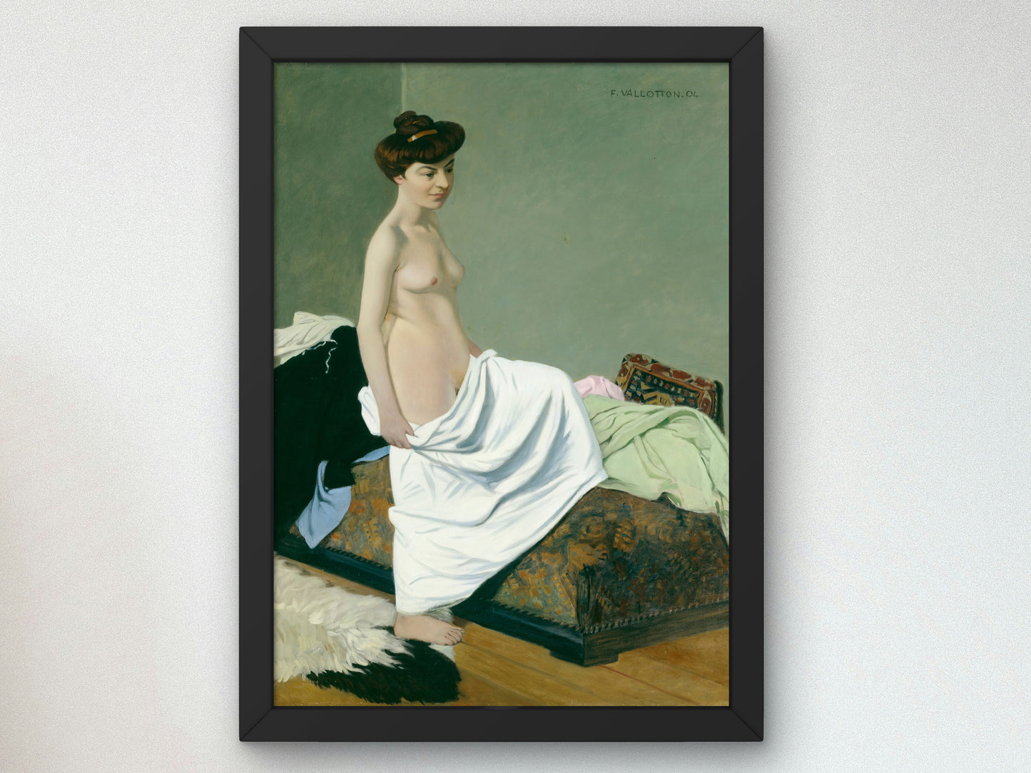 Standing Nude Holding Gown on Her Knee by Félix Vallotton 1904, Wall Art Print, Fine Art Reproduction, Museum Quality Decor, Poster