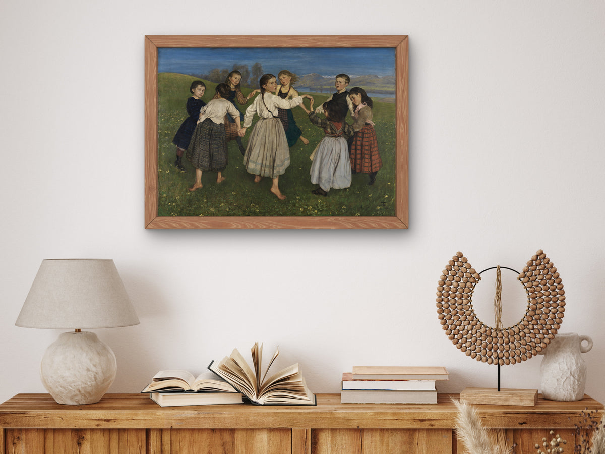 Children Dancing in a Ring by Hans Thoma 1872, Wall Art Print, Fine Art Reproduction, Museum Quality Decor, Poster
