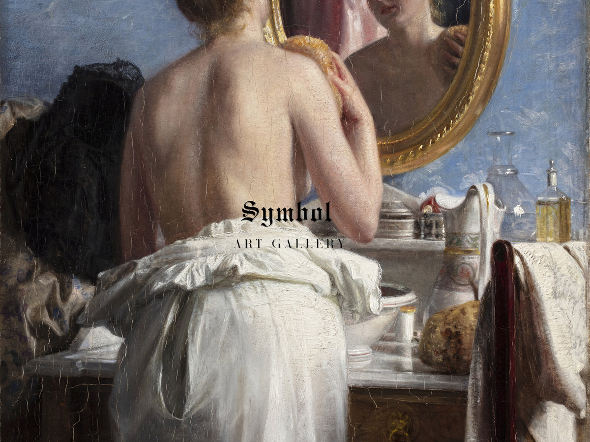A Girl Washing Herself before a Carnival by Carl Bloch 1887, Wall Art Print, Fine Art Reproduction, Museum Quality Decor, Poster