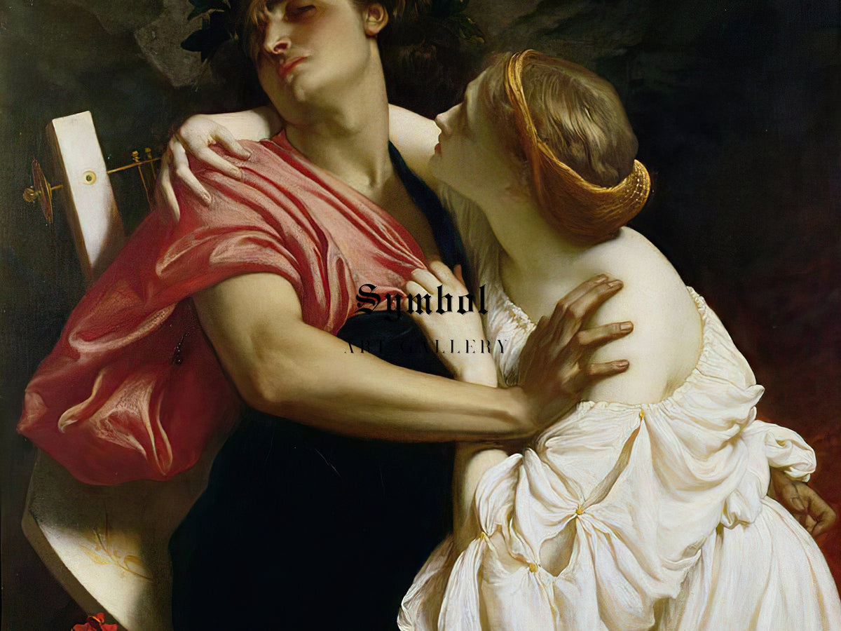 Orpheus and Eurydice by Frederic Leighton 1864, Wall Art Print, Fine Art Reproduction, Museum Quality Decor, Poster