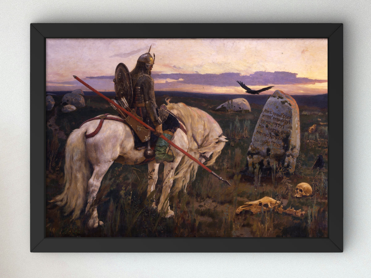 The Knight at the Crossroads by Viktor Vasnetsov 1882, Wall Art Print, Fine Art Reproduction, Museum Quality Decor, Poster