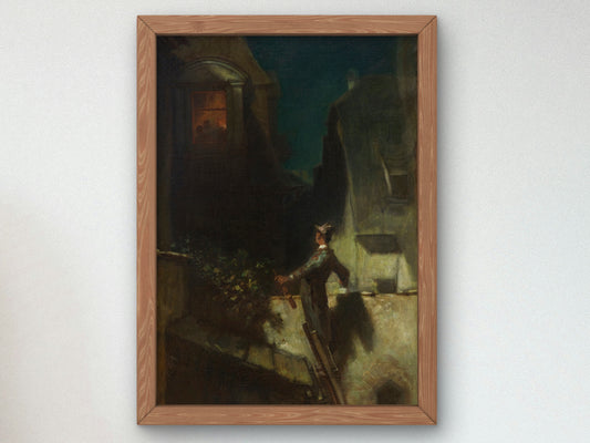 The Moonlight Violinist by Carl Spitzweg 1840, Wall Art Print, Fine Art Reproduction, Museum Quality Decor, Poster