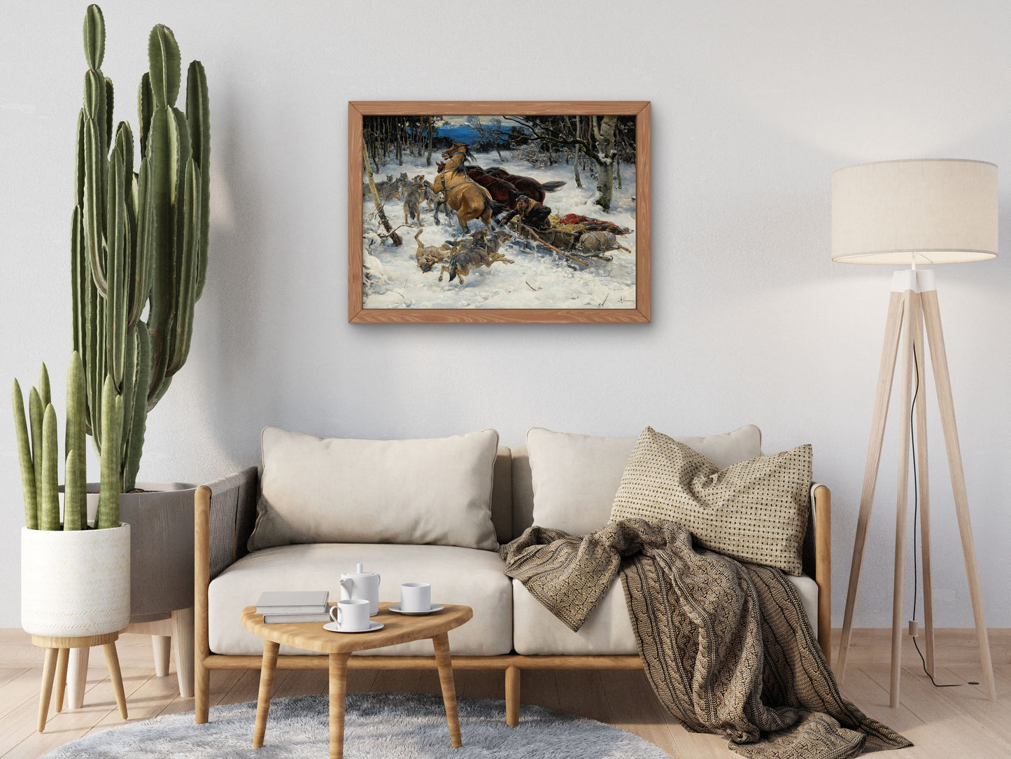 A Sledge Under Attack by Wolves by Alfred von Wierusz Kowalski, Wall Art Print, Fine Art Reproduction, Museum Quality Decor, Poster