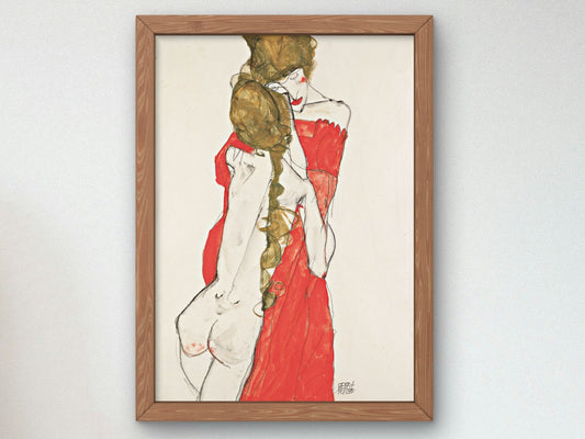 Mother and Daughter by Egon Schiele 1913, Wall Art Print, Fine Art Reproduction, Museum Quality Decor, Poster
