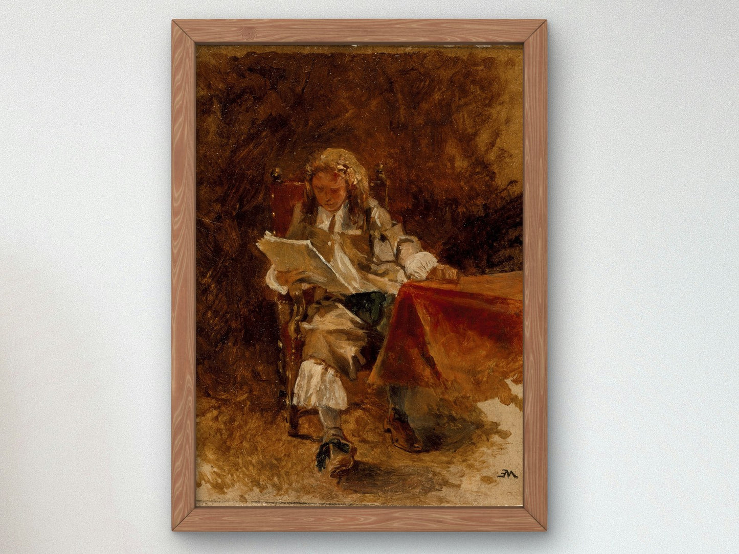 Study of a Seated Cavalier Reading by Ernest Meissonier 1870, Wall Art Print, Fine Art Reproduction, Museum Quality Decor, Poster