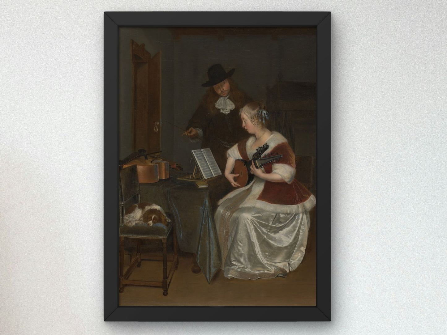 The Music Lesson by Gerard ter Borch 1670, Wall Art Print, Fine Art Reproduction, Museum Quality Decor, Poster