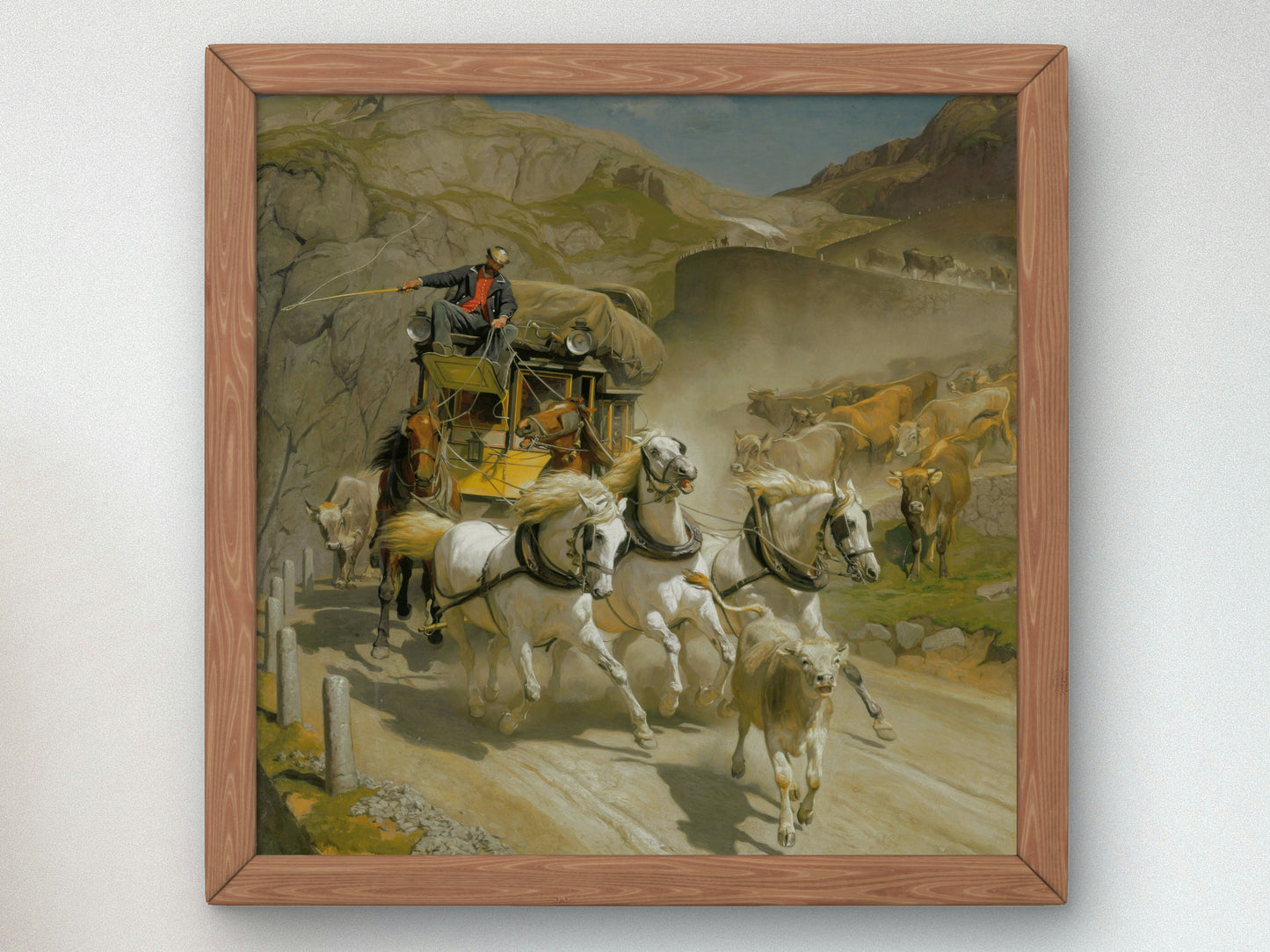 The Gotthard Mail Coach by Rudolf Koller 1873, Wall Art Print, Fine Art Reproduction, Museum Quality Decor, Poster