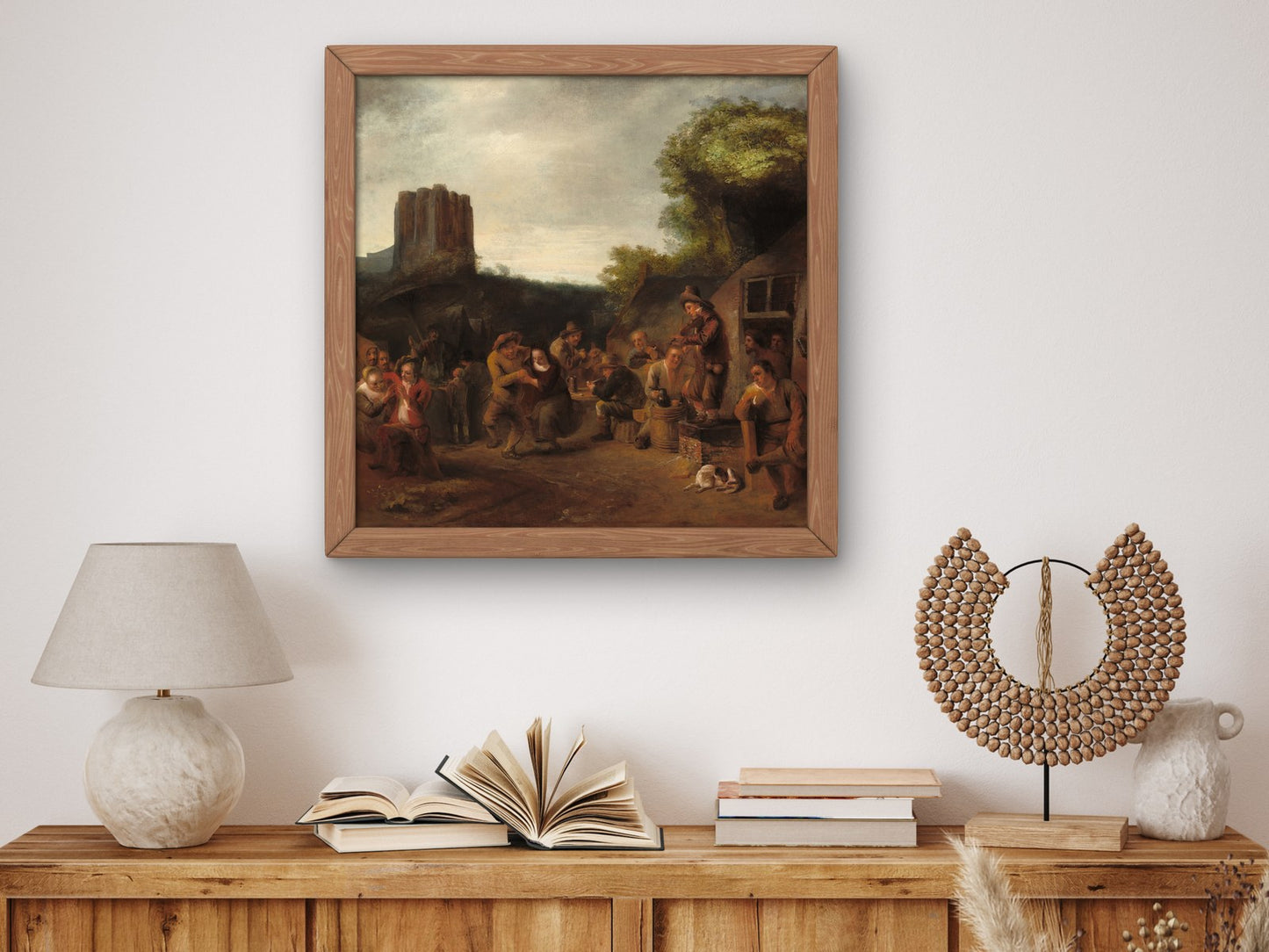 Conviviality Near the Inn by Constantijn à Renesse 1650, Wall Art Print, Fine Art Reproduction, Museum Quality Decor, Poster