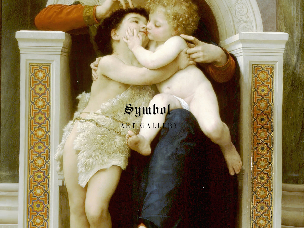 Madonna with Child and John the Baptist by William Bouguereau 1875, Wall Art Print, Fine Art Reproduction, Museum Quality Decor, Poster