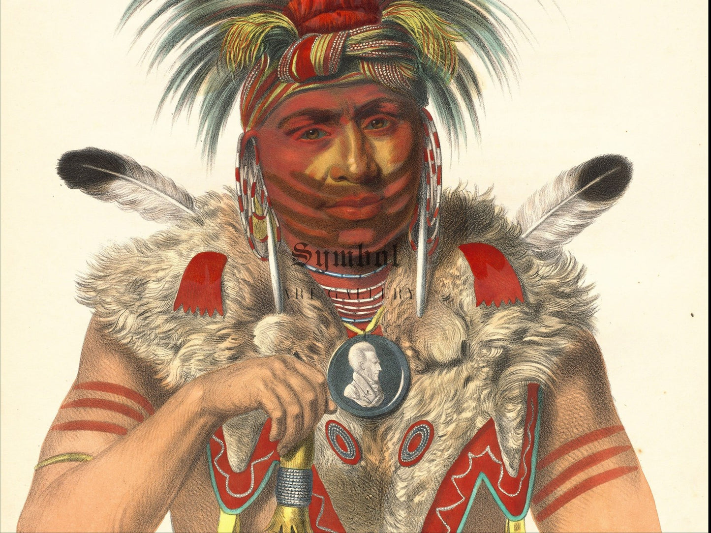 Ne Sou A Quoit, A Fox Chief by Charles Bird King 1837, Wall Art Print, Fine Art Reproduction, Museum Quality Decor, Poster