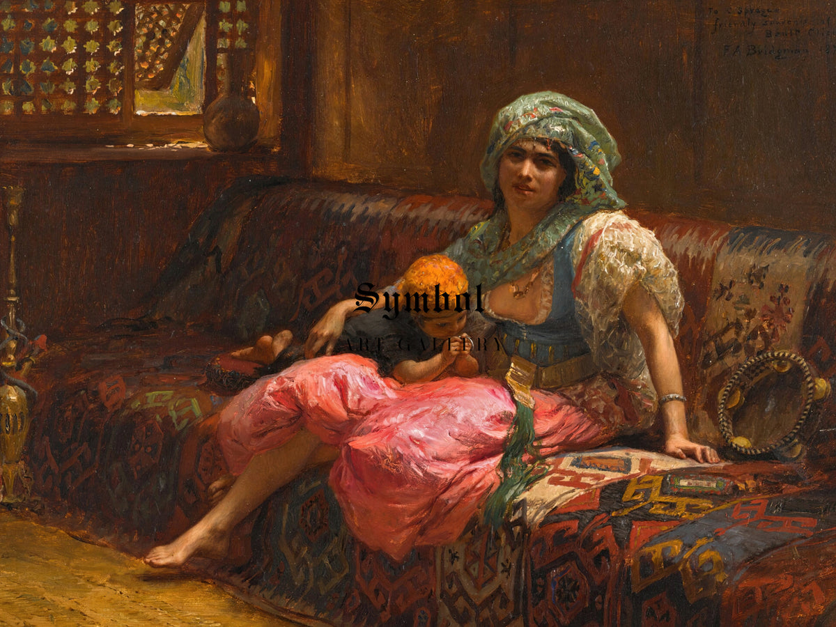 Tender Moments by Frederick Arthur Bridgman 1875, Wall Art Print, Fine Art Reproduction, Museum Quality Decor, Poster