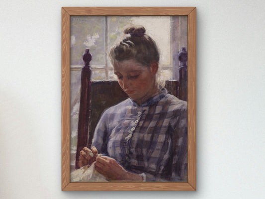 Young Woman Reading by a Window by June Ellen Day 1893, Wall Art Print, Fine Art Reproduction, Museum Quality Decor, Poster