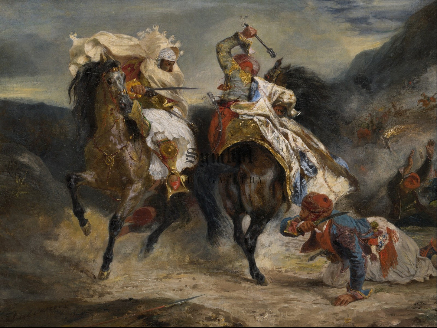 The Combat of the Giaour and Hassan by Eugène Delacroix 1826, Wall Art Print, Fine Art Reproduction, Museum Quality Decor, Poster