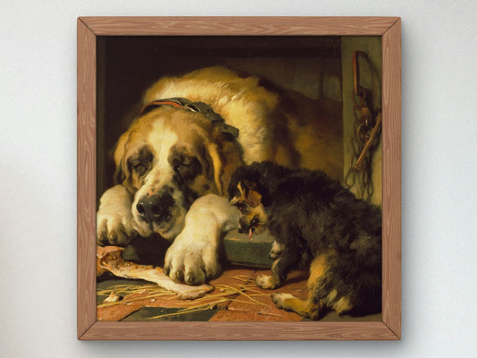 Doubtful Crumbs by Edwin Landseer 1858, Wall Art Print, Fine Art Reproduction, Museum Quality Decor, Poster