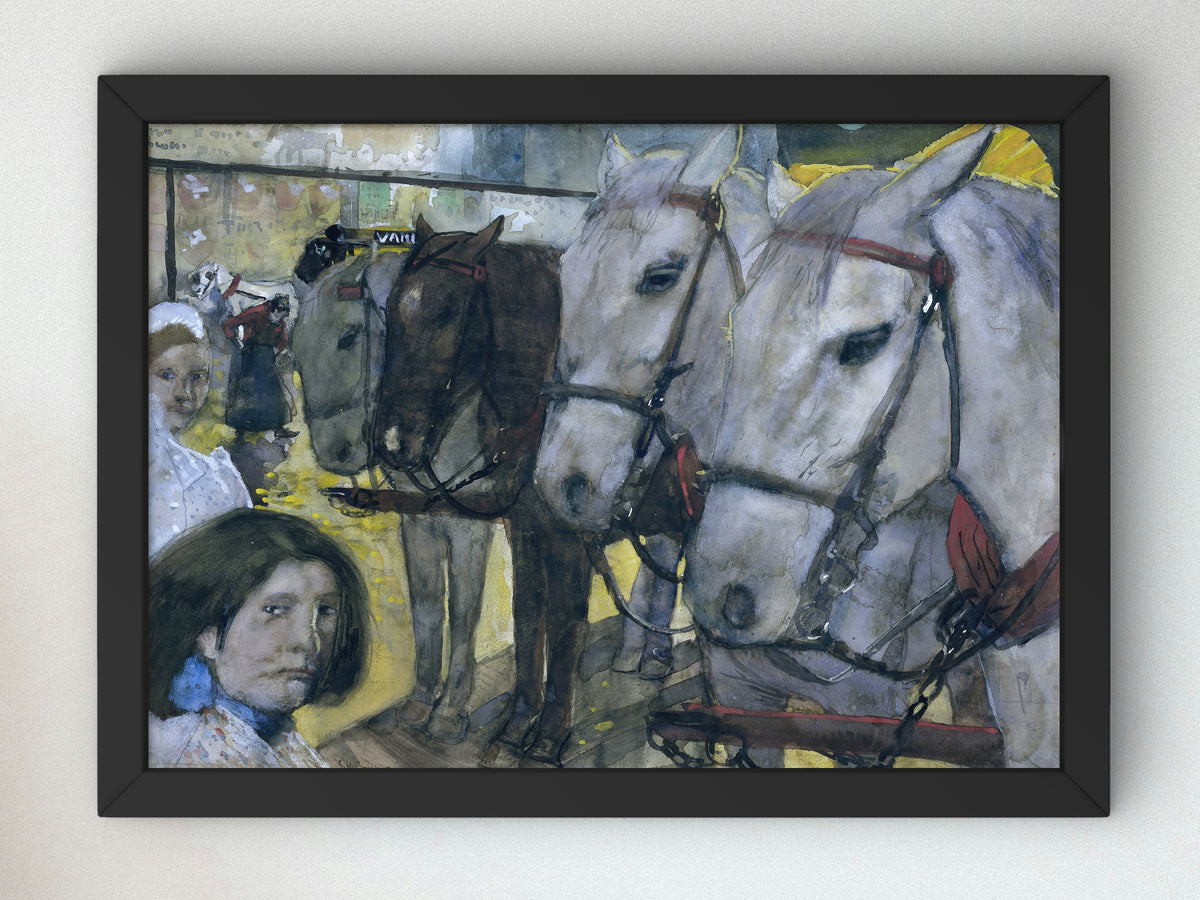 Tram Horses on the Dam in Amsterdam by George Hendrik Breitner 1893, Wall Art Print, Fine Art Reproduction, Museum Quality Decor, Poster