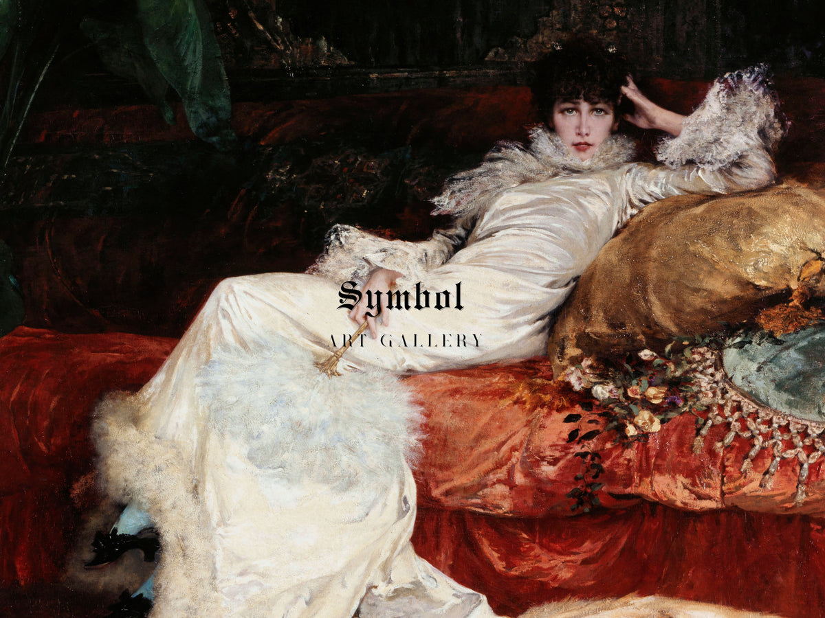Portrait of Sarah Bernhardt by Georges Jules Victor Clairin 1876, Wall Art Print, Fine Art Reproduction, Museum Quality Decor, Poster