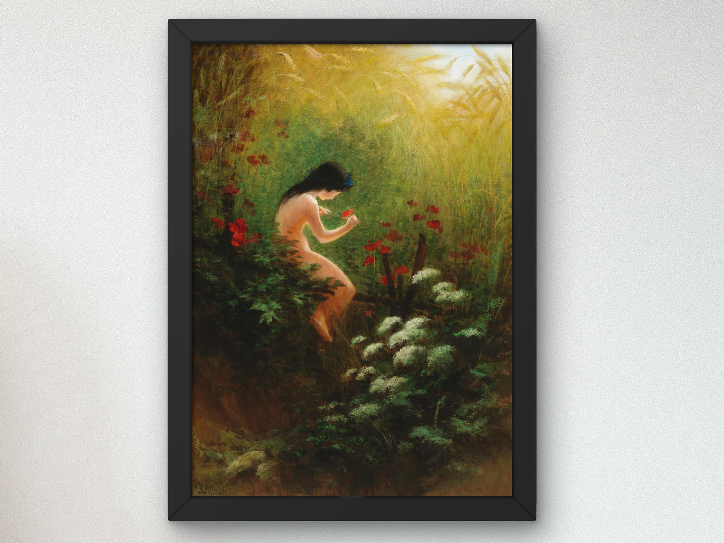 Girl with a Flower by Karl Wilhelm Diefenbach, Wall Art Print, Fine Art Reproduction, Museum Quality Decor, Poster