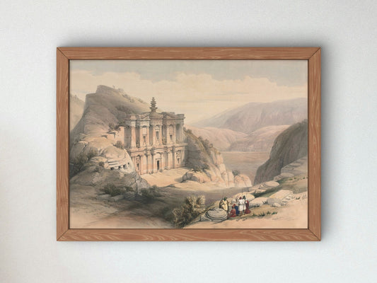 El Deir Petra by David Roberts 1839, Wall Art Print, Fine Art Reproduction, Museum Quality Decor, Poster