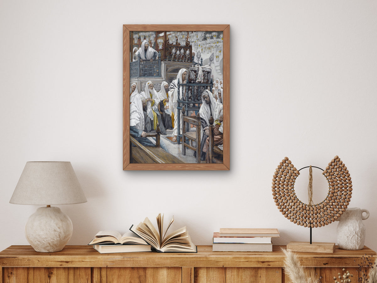 Jesus Unrolls the Book in the Synagogue by James Tissot 1886, Wall Art Print, Fine Art Reproduction, Museum Quality Decor, Poster