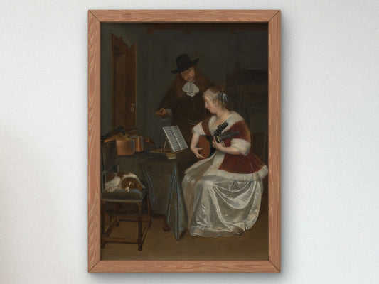 The Music Lesson by Gerard ter Borch 1670, Wall Art Print, Fine Art Reproduction, Museum Quality Decor, Poster