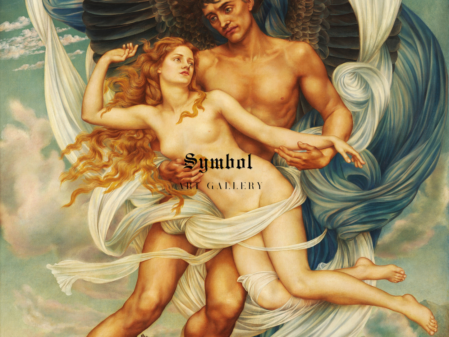 Boreas and Oreithyia by Evelyn De Morgan 1896, Wall Art Print, Fine Art Reproduction, Museum Quality Decor, Poster