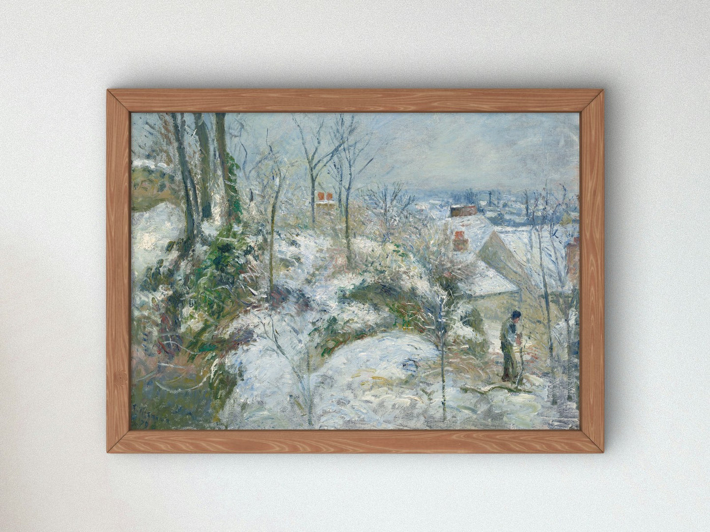 Rabbit Warren at Pontoise Snow by Camille Pissarro 1879, Wall Art Print, Fine Art Reproduction, Museum Quality Decor, Poster
