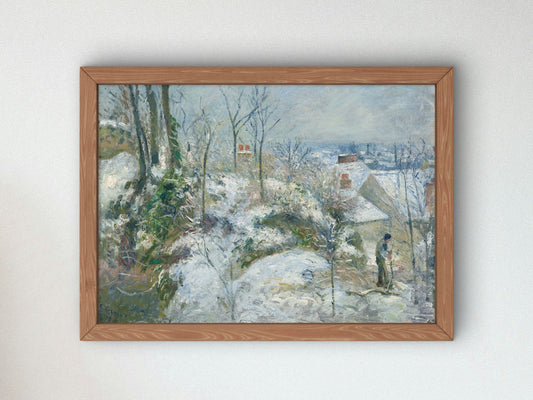 Rabbit Warren at Pontoise Snow by Camille Pissarro 1879, Wall Art Print, Fine Art Reproduction, Museum Quality Decor, Poster