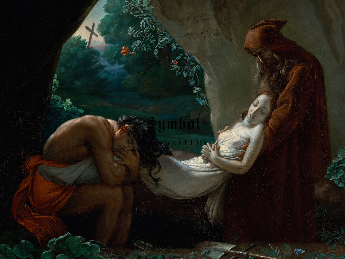 Burial of Atala by Anne Louis Girodet Trioson 1808, Wall Art Print, Fine Art Reproduction, Museum Quality Decor, Poster