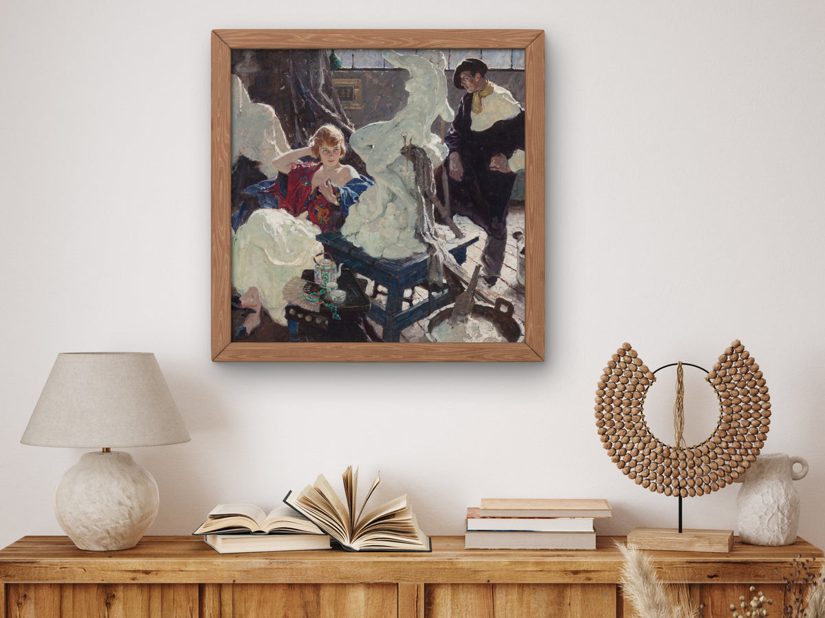 The Artist and His Model by Dean Cornwell 1921, Wall Art Print, Fine Art Reproduction, Museum Quality Decor, Poster