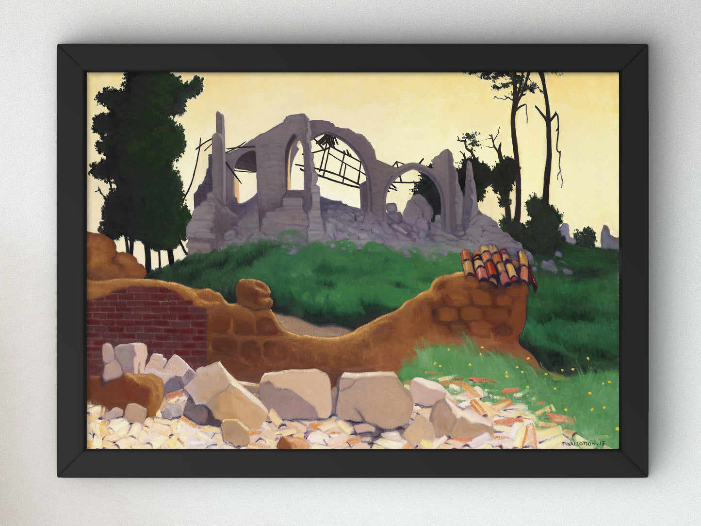 The Church of Souain by Félix Vallotton 1917, Wall Art Print, Fine Art Reproduction, Museum Quality Decor, Poster