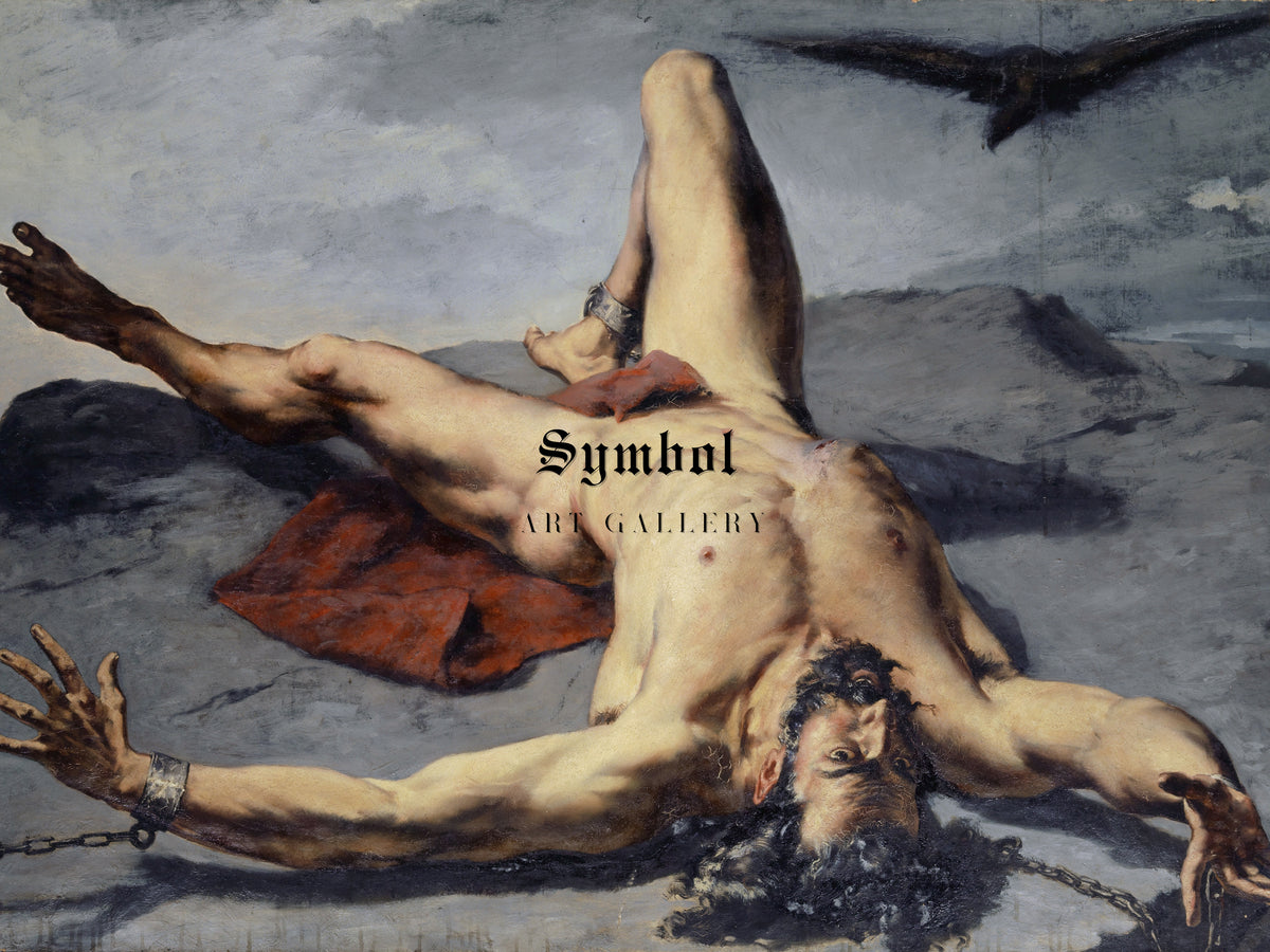 Prometheus Forged on a Rock by Frank Buchser 1855, Wall Art Print, Fine Art Reproduction, Museum Quality Decor, Poster