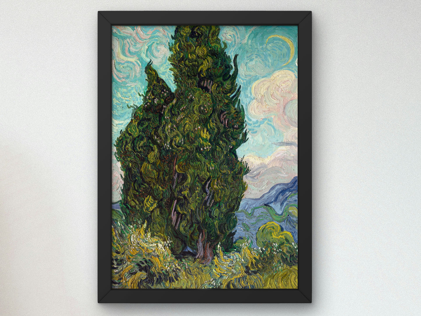 Cypresses by Vincent van Gogh 1889, Wall Art Print, Fine Art Reproduction, Museum Quality Decor, Poster