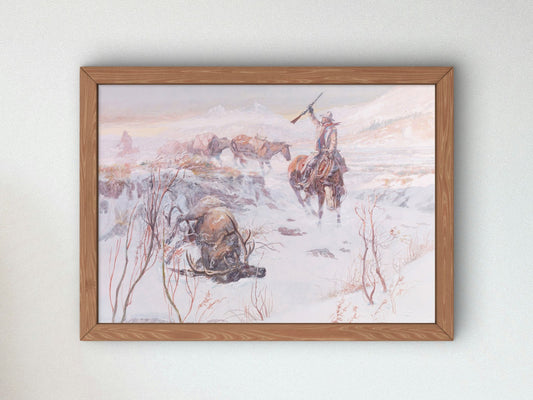 Christmas Dinner for the Men on the Trail by Charles Marion Russell 1905, Wall Art Print, Fine Art Reproduction, Museum Quality Decor